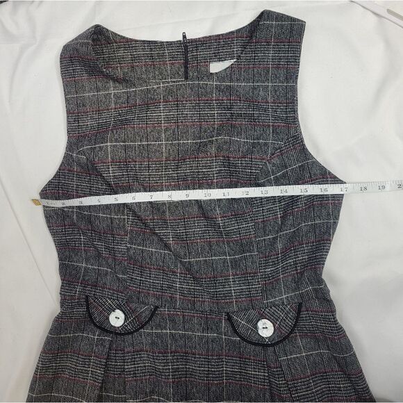 EVA ROSE Y2K dress gray plaid‎ pleated sleeveless dark academia with pockets L - Picture 7 of 9